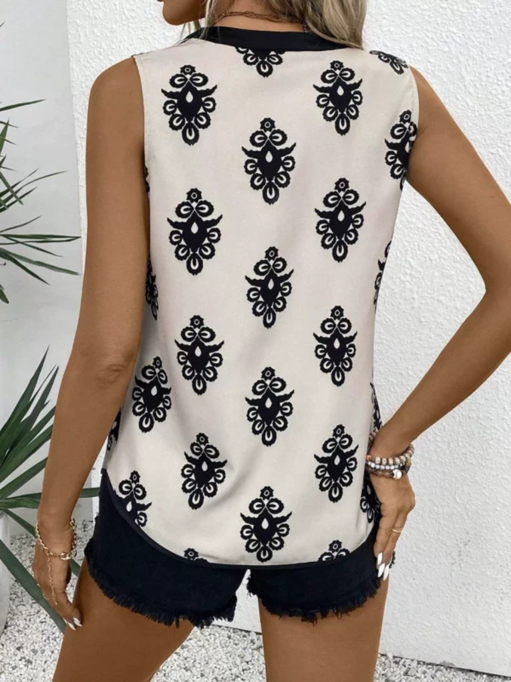 ZARA Printed Short Sleeve Chic Office Blouse